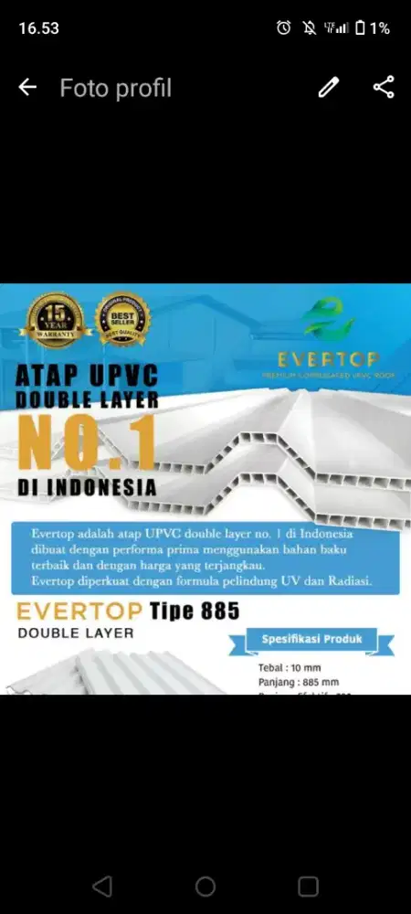 Atap upvc evertop