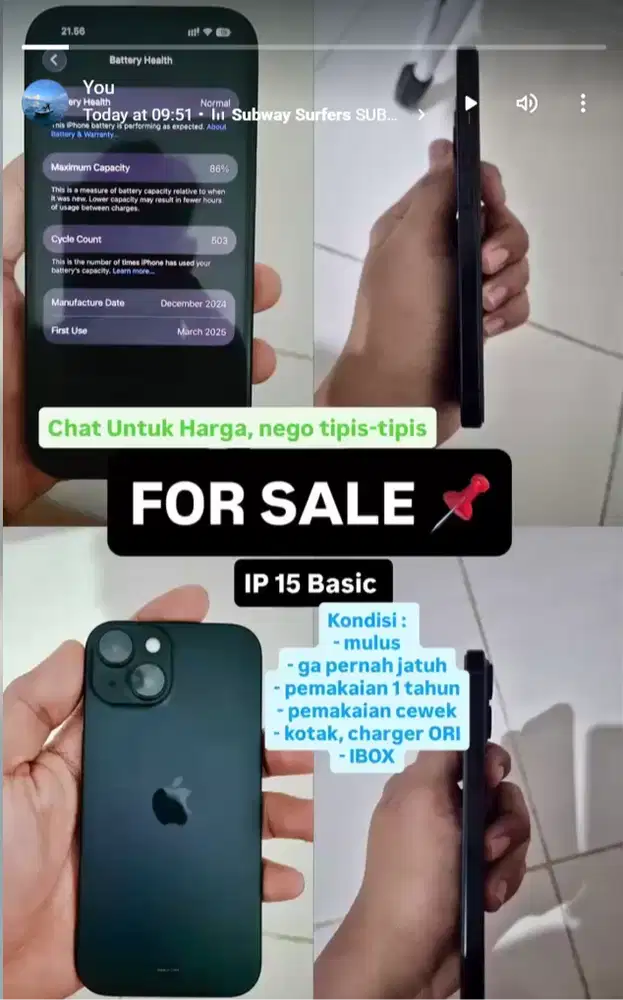 IPHONE 15 ORI IBOX (JUAL CEPAT)