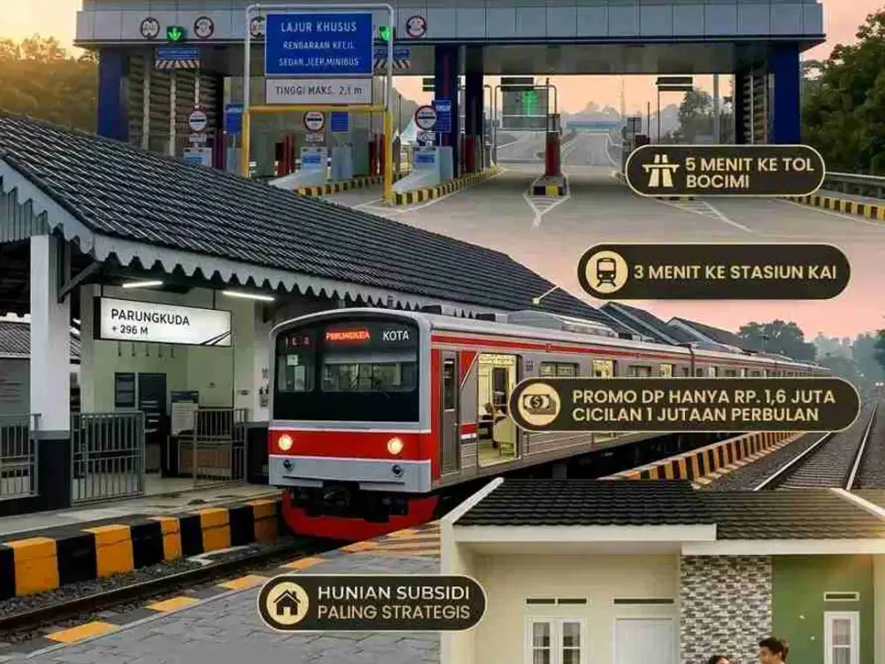 RUMAH SUBSIDI TIPE 36/60 DEKAT AKSES PINTU TOL BOCIMI DAN AKSES STASIUN KAI PARUNGKUDA
