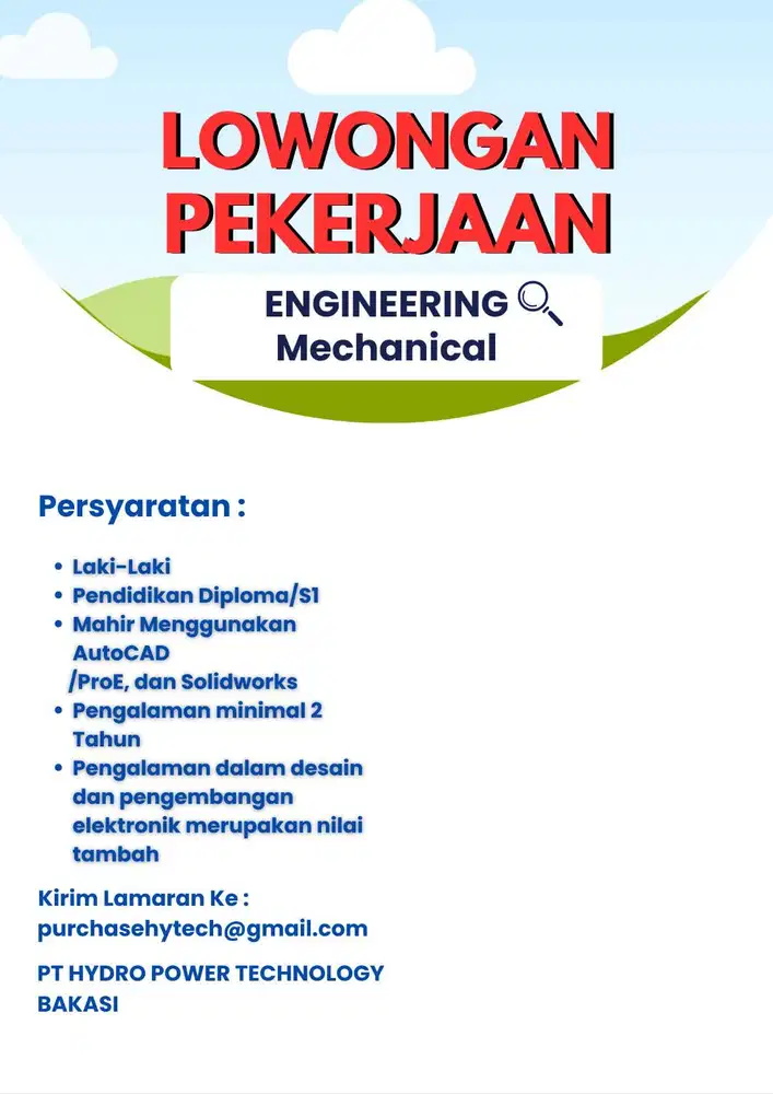 LOWONGAN KERJA ENGINEERING (PROFESIONAL)