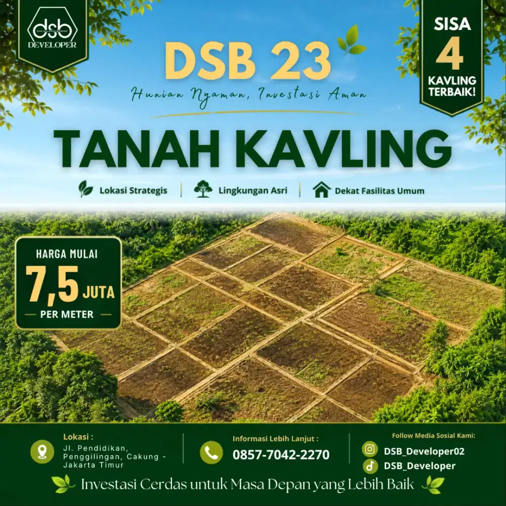 Di Jual tanah kavling siap bangun - cocok untuk investasi