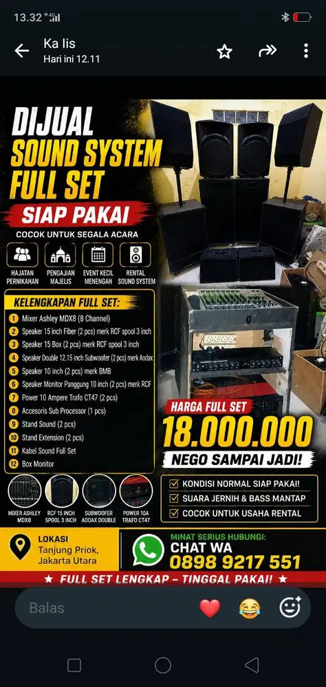 Jual Sound System Full Set