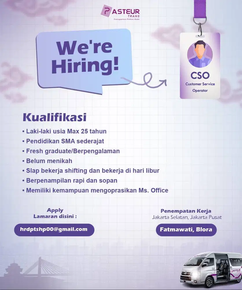 LOWONGAN KERJA: CUSTOMER SERVICE OFFICER CABANG JAKARTA