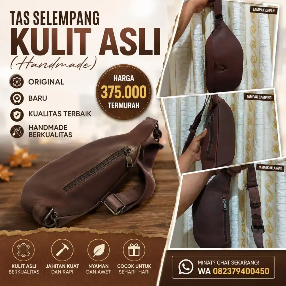 TAS SELEMPANG ASLI KULIT HANDMADE BARU