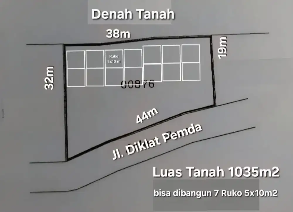 Dijual tanah luas 1035m2 Jln Diklat Pemda Curug