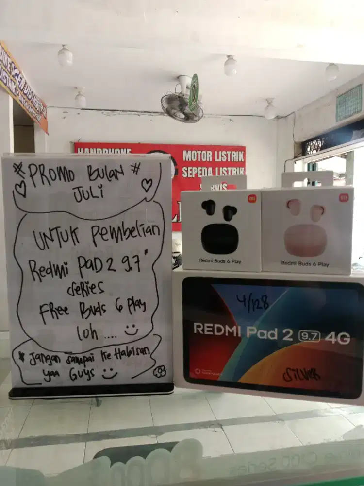 Promo khusus pembelian Redmi Pad 2 9.7 4G free buds 6 play gess
