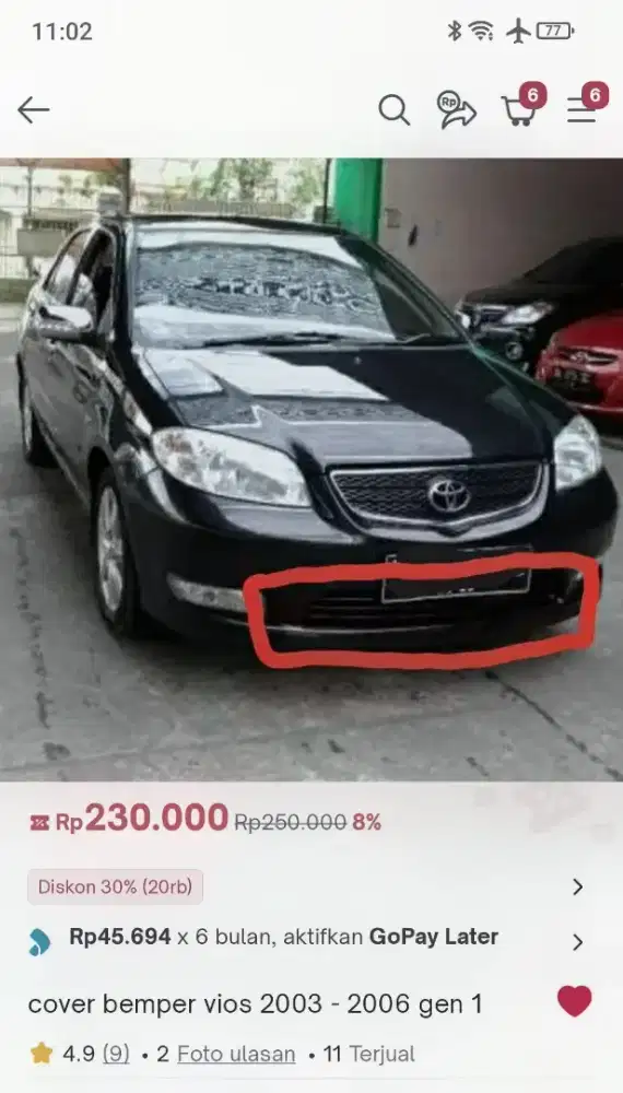 Cover Grill Bawah Vios 2003-2006