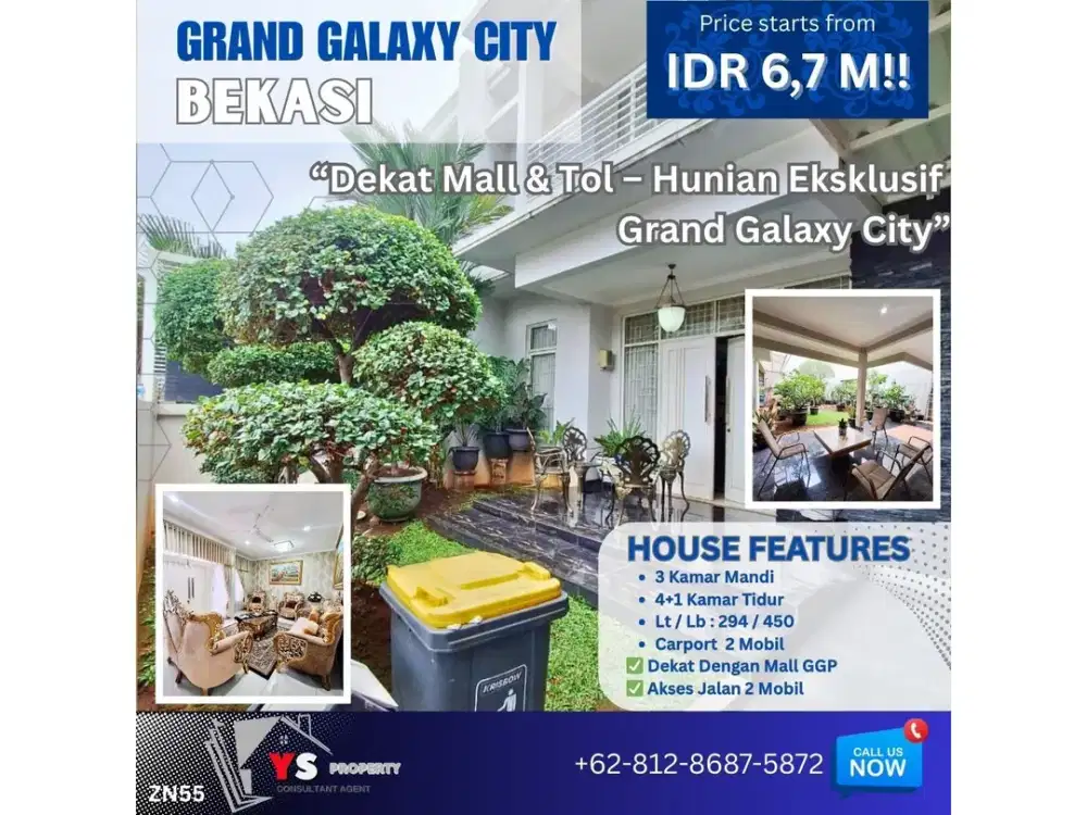 Rumah Mewah Full Furnished di Grand Galaxy City – LT 294 m², Harga 6,7 M Nego ZN55