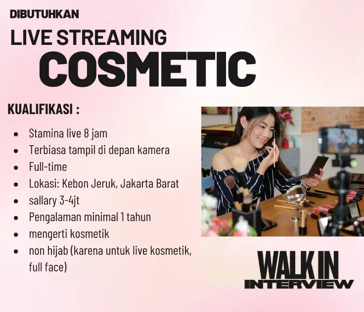 dibutuhkan host live dan admin e-commerce  segera