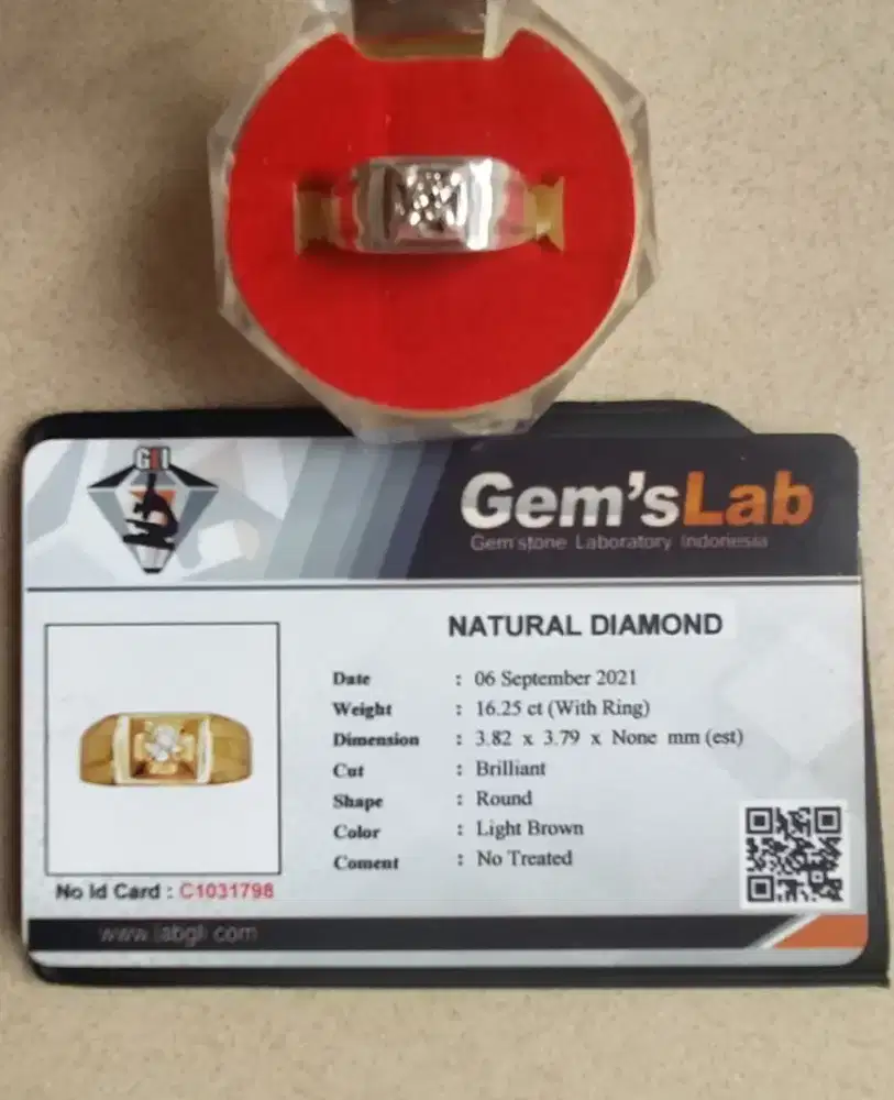 Cincin perak batu natural Diamond