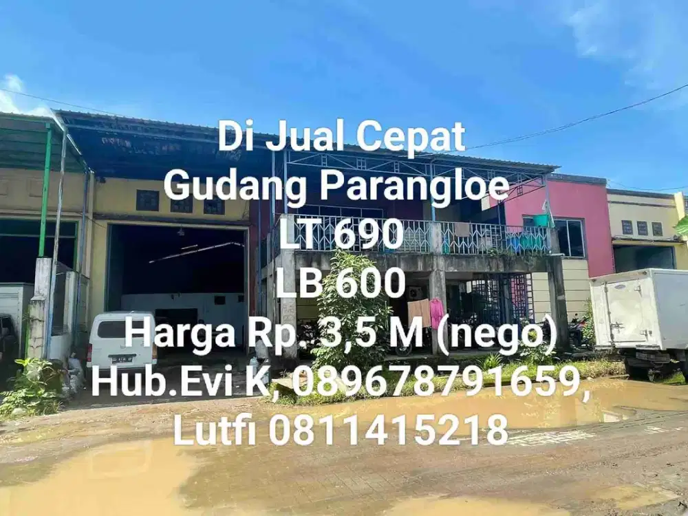 Di Jual/ Disewakan Gudang Parangloe, Dekat Citraland Tallasa city