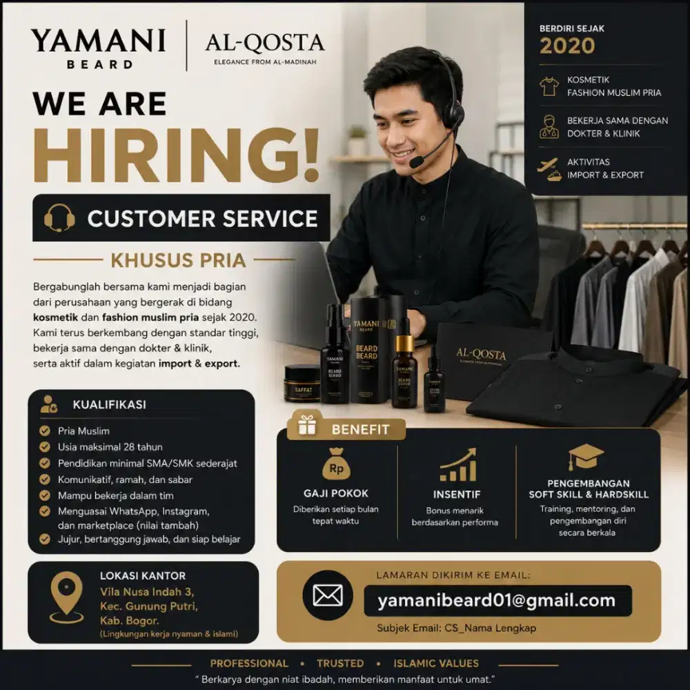 Dibuka Lowongan Posisi CS dan warehouse Online shop