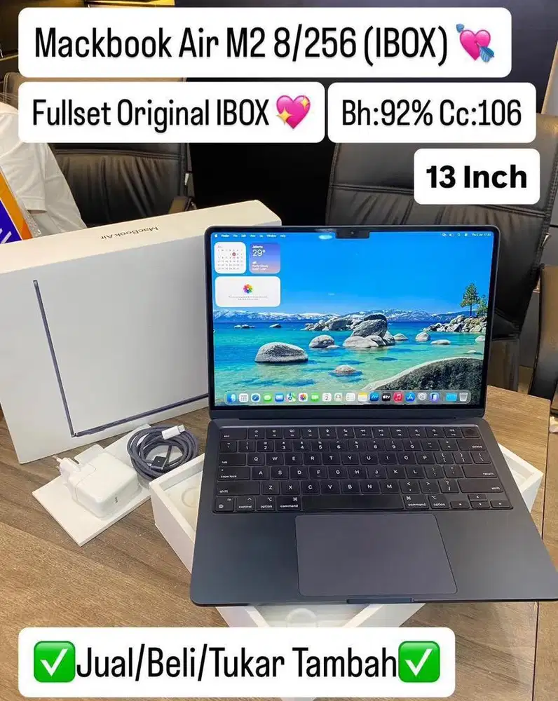 Macbook Air M2 8/256 Gb Midnight Resmi Ibox