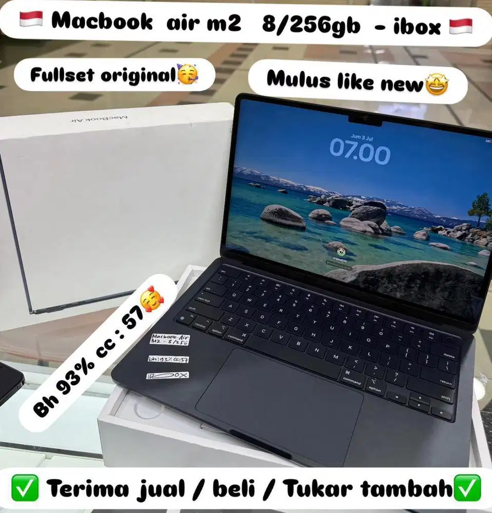 Macbook Air M2 8/256 Gb Midnight Resmi ibox
