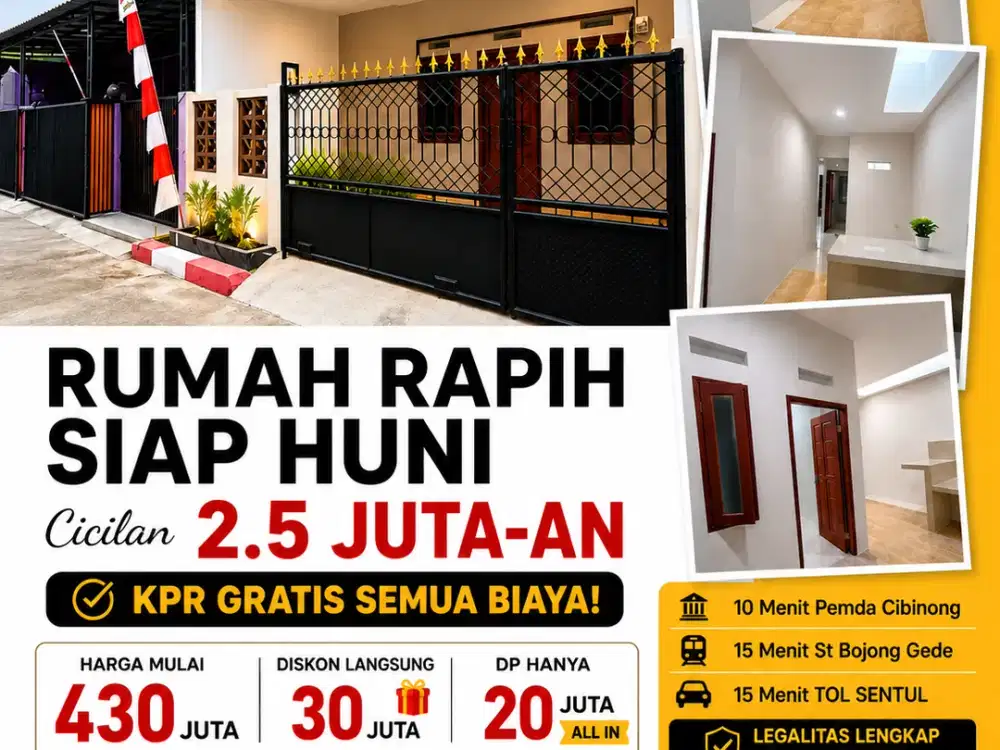 Rumah Rapih Rasa Baru di Kawasan Pemda Cibinong & Dekat Stasiun KRL