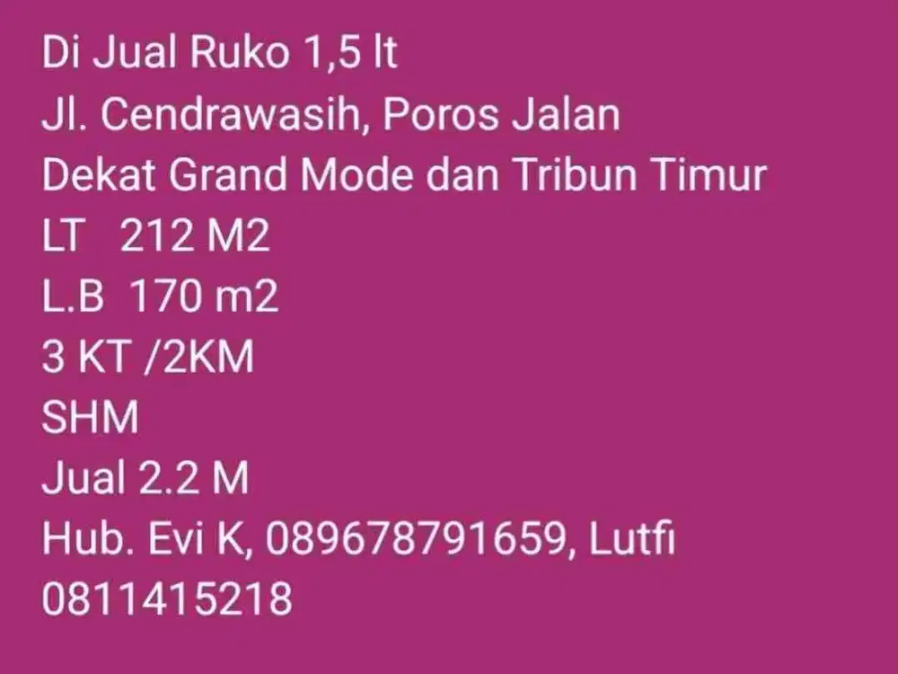 Di Jual Ruko 1 1/2 lt, jl. Opu daeng Siradju, dekat Grand Mode dan Tribun Timur