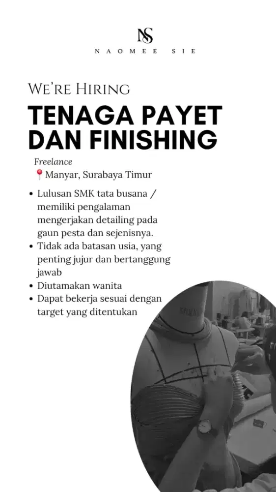 LOWONGAN KERJA TENAGA PAYET DAN FINISHING