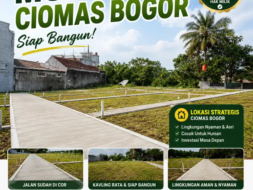 Dekat Terminal Laladon Ciomas Tanah Kavling Strategis Cicilan 12x Flat, SHM
