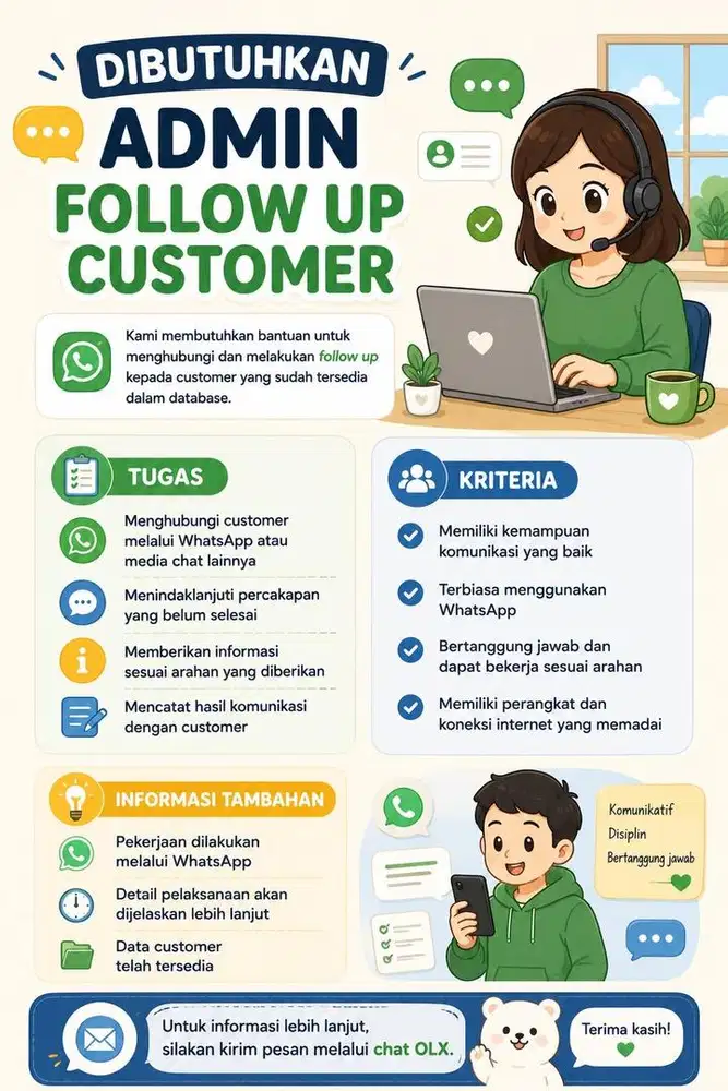 Mencari Admin Follow Up Customer