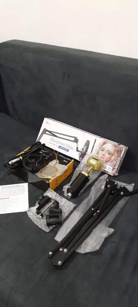 Paket Mic + Stand TaffSTUDIO Microphone Mic Condenser BM-8000