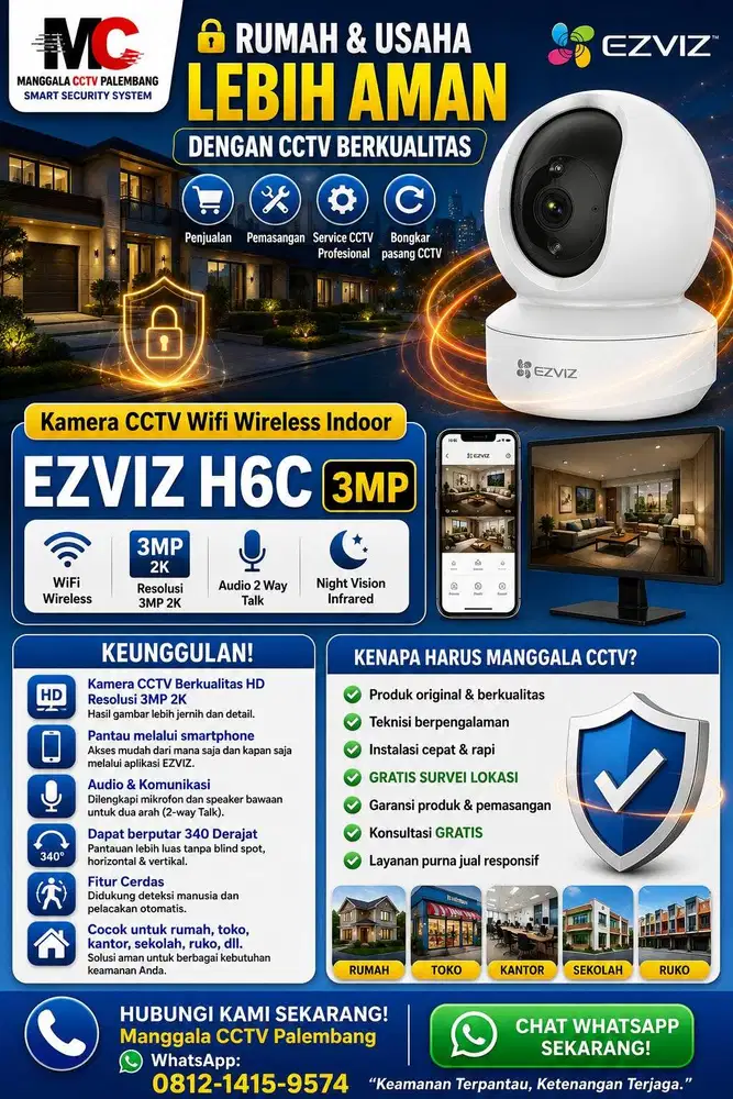 Paket pemasangan CCTV Wireless indoor EZVIZ 3MP