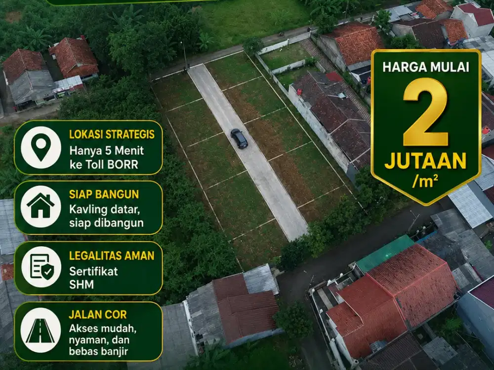 Dijual Murah Tanah Kavling Siap Bangun Kota Bogor 5 Menit Toll Borr, SHM