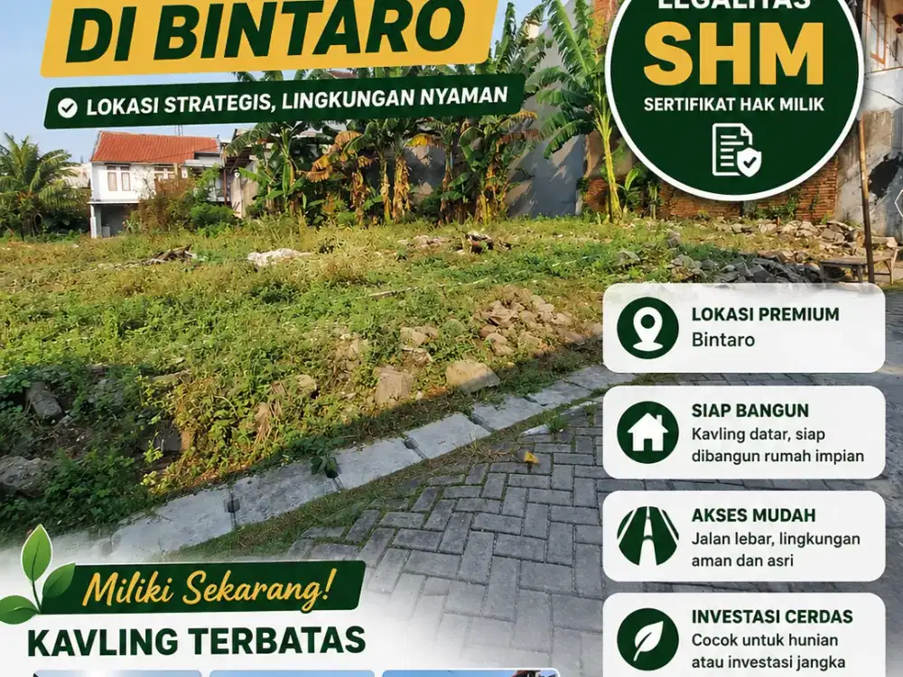 Dijual Murah Tanah Kavling 5 Menit Transmart Graha Raya Bintaro, SHM