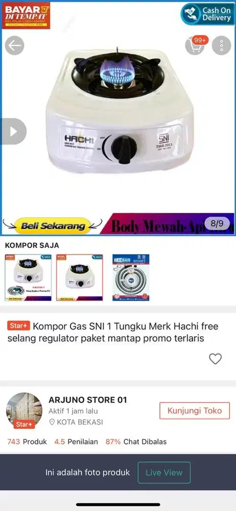 Dijual kompor 1 tungku murah meriah saja