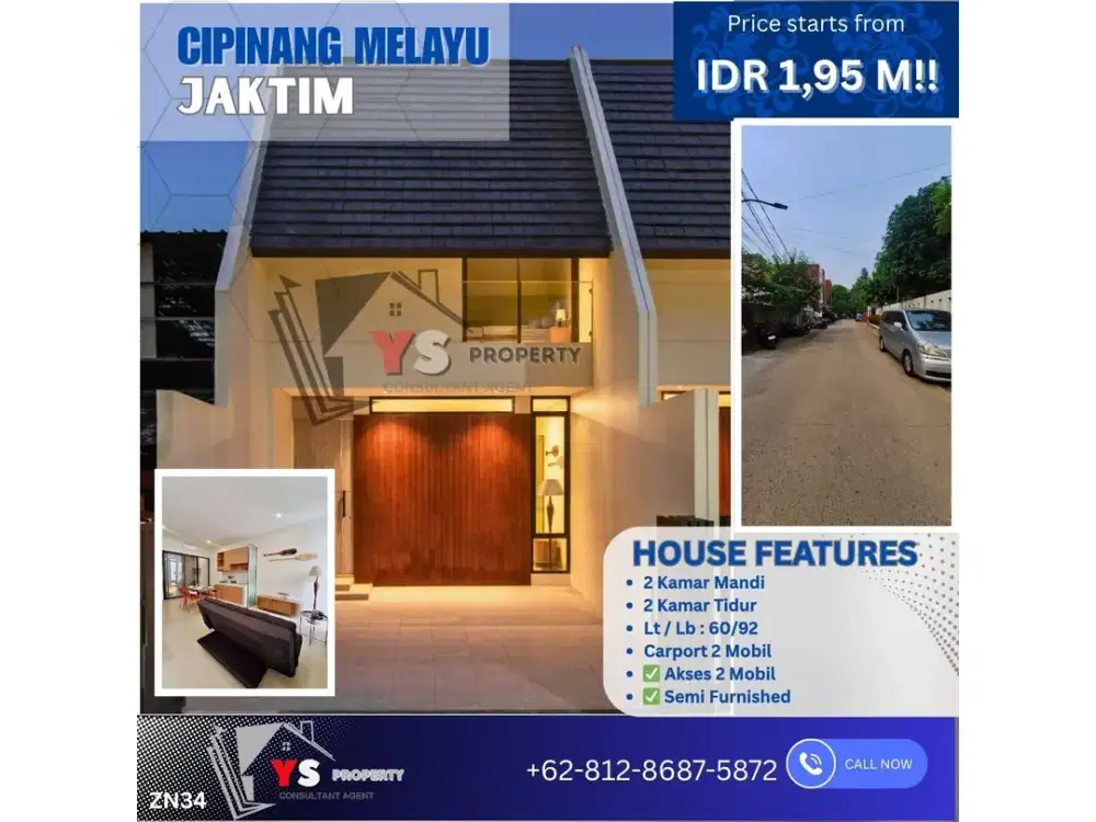 Rumah Baru Cantik Industrial Style di Cipinang Melayu! Jakarta Timur ZN34