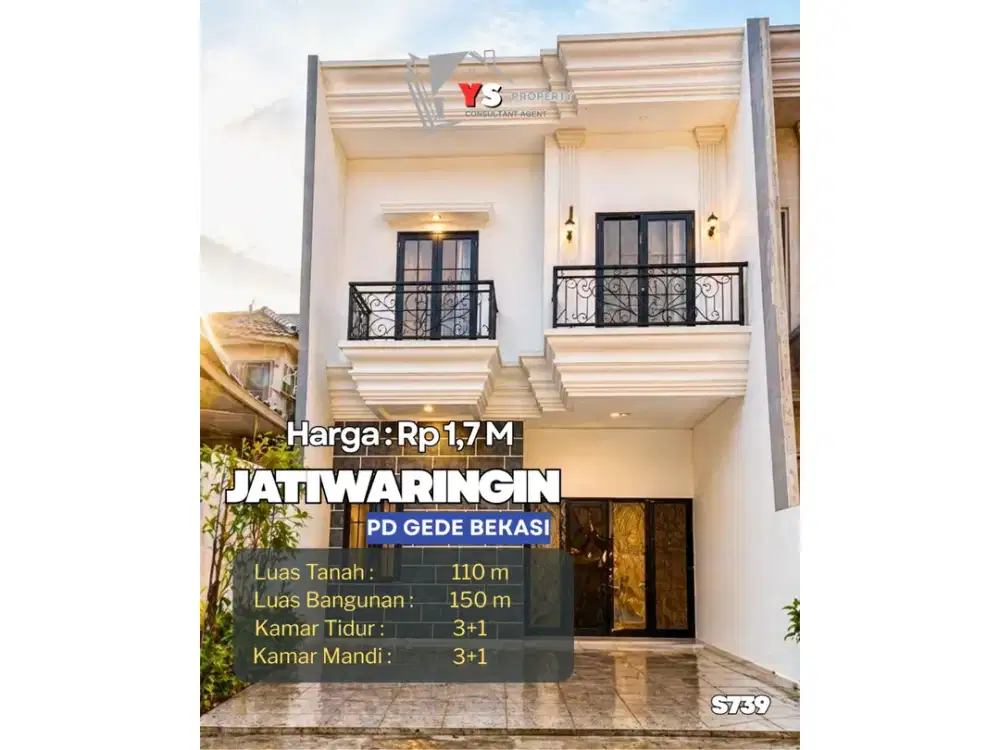Rumah Modern Classic di JATIWARINGIN ini bukan cuma soal tampilan… tapi soal value yang susah dicari di harga 1,7 M-an  S739