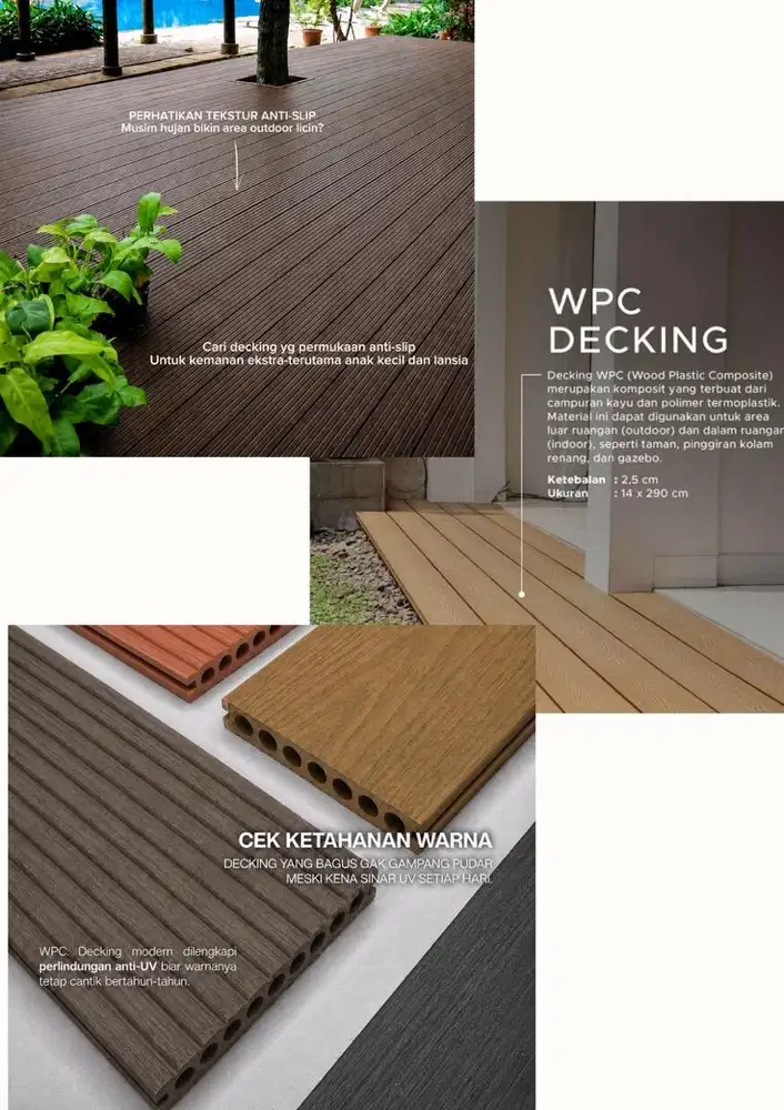 WPC Decking Hollow Motif Kayu – 290 x 15 x 2,5 cm