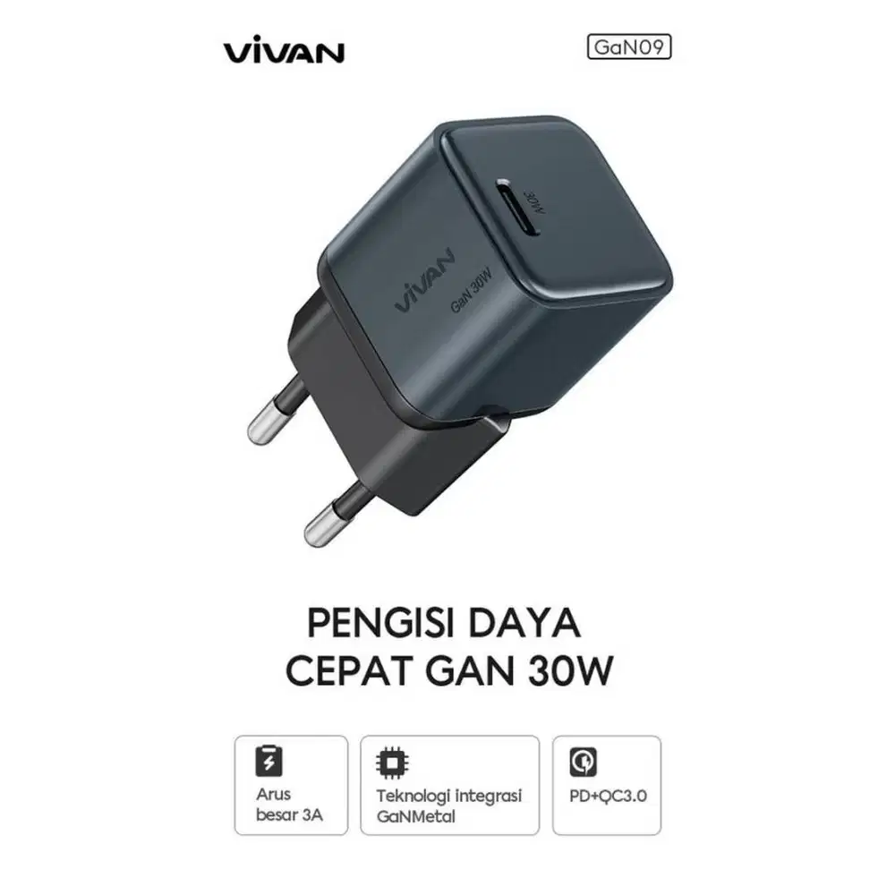 Vivan GaN09 Adapter Charger GaN Type-C Fast Charging 30W