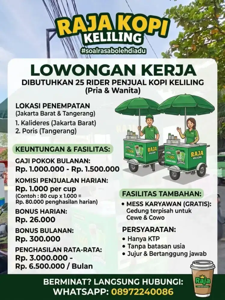 Loker rider penjual kopi keliling