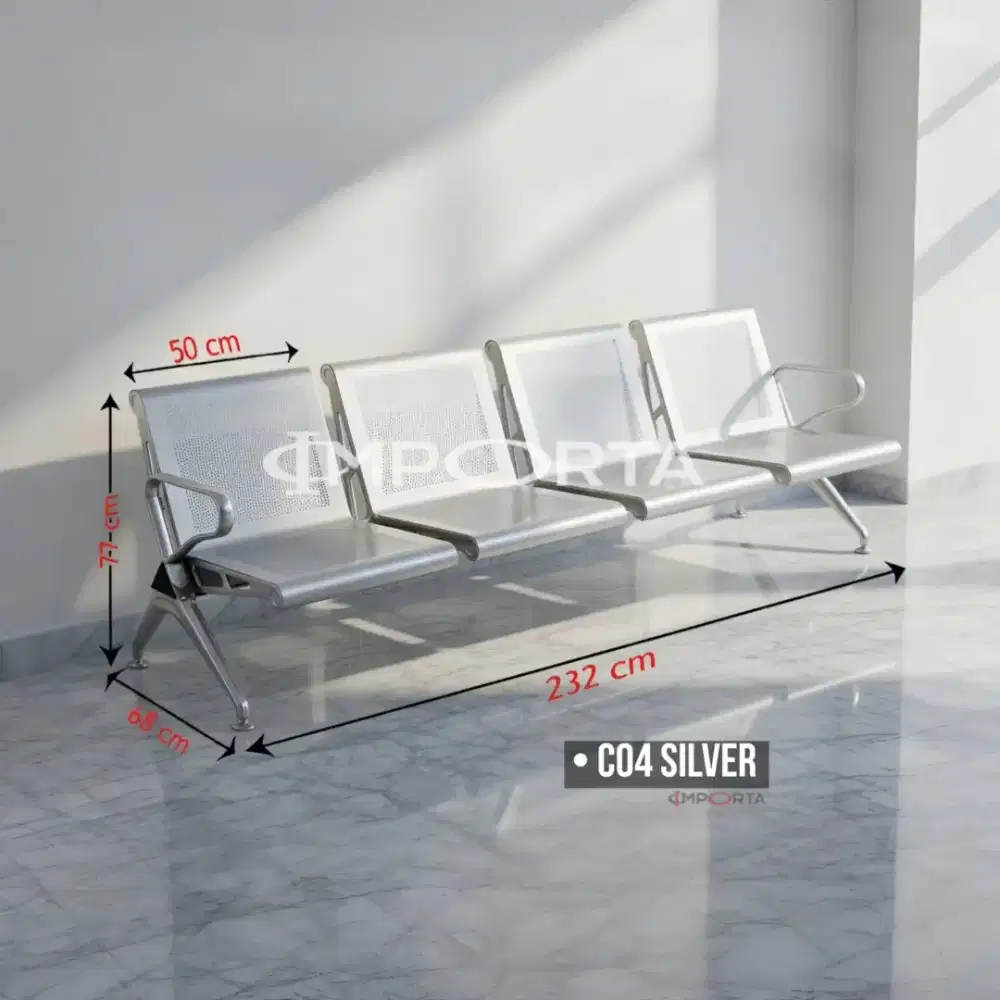 Kursi Tunggu Besi Importa C04 Silver