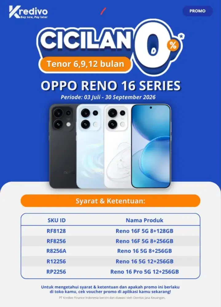 Promo cicilan Oppo Reno 16 series