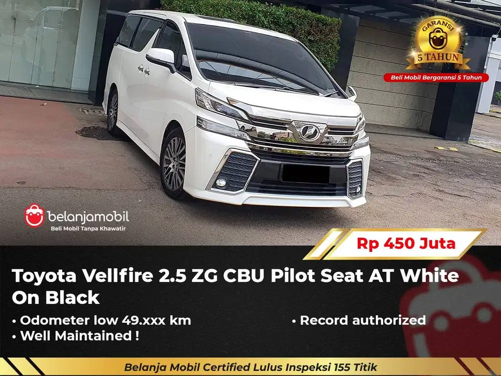 [ LOW KM ] Toyota Vellfire 2.5 ZG CBU Pilot Seat 2015/2016
