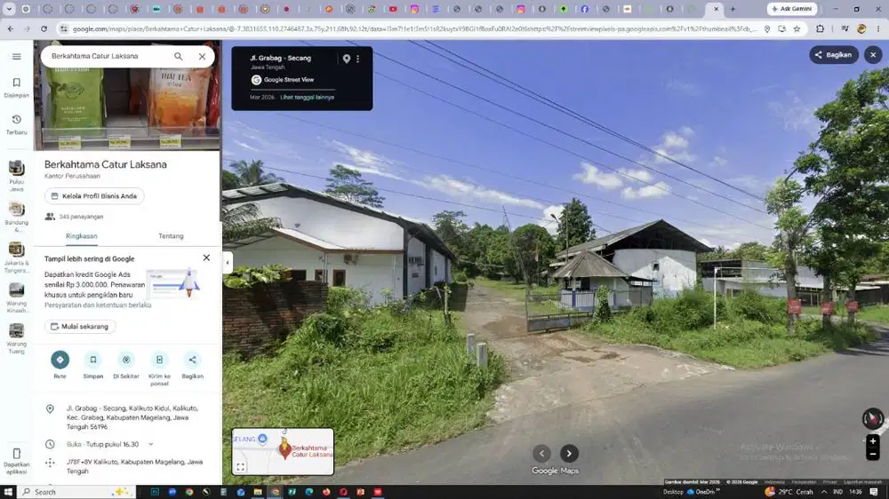 Gudang 400m²+Lahan 2Ha Pinggir Jalan Utama Grabag,bisa untuk MBG-NEGO