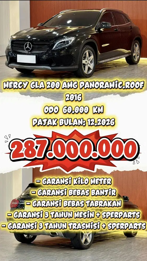 MERCEDES-BENZ GLA 200 AMG PANORAMICROOF 1.6 AT 2016 SIAP PAKAI