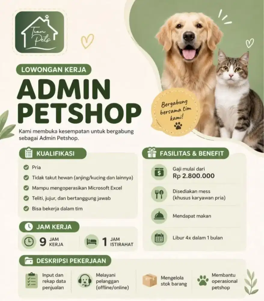 Loker admin petshop