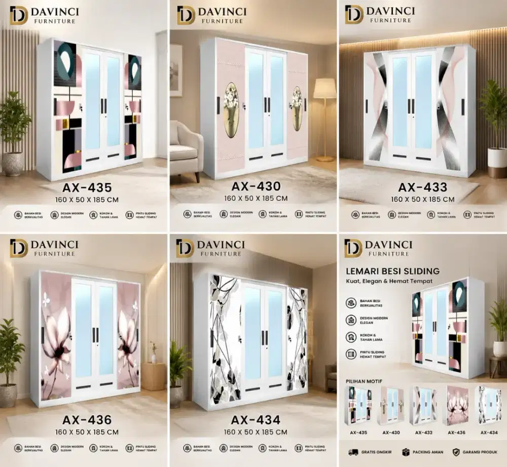 Lemari Baju 4 Pintu Full Besi