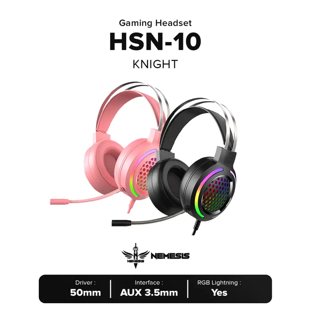 NYK HSN-10 KNIGHT 50mm RGB Lighting Professional Mobile Gaming Headset