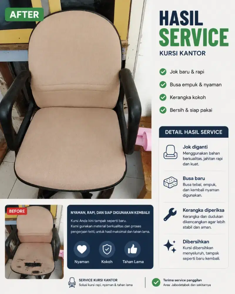Menerima panggilan jasa service kursi