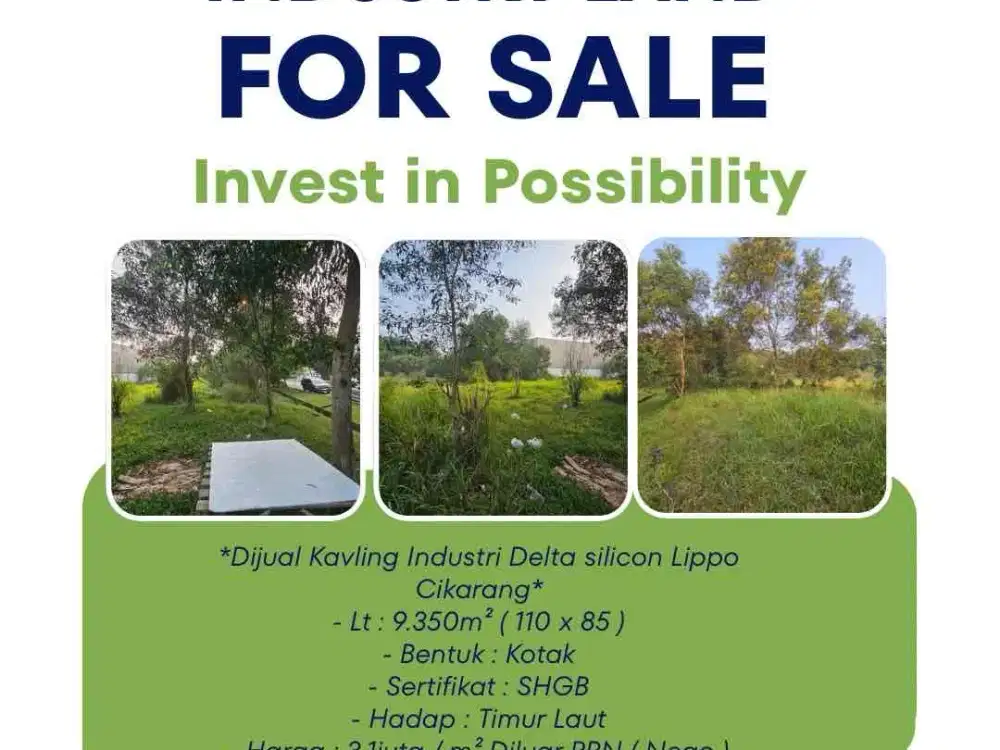 Dijual Kavling Industri Delta silicon Lippo Cikarang, Bentuk Kotak