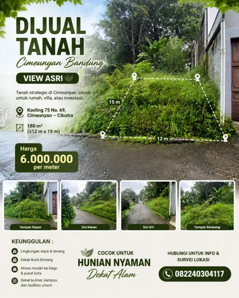 DIJUAL TANAH CIMEUNYAN - VIEW ASRI INDAH DAN SEJUK