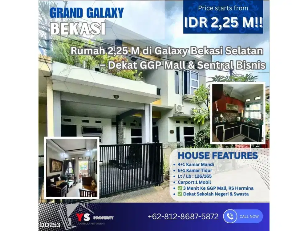 Rumah Besar 2 Lantai Galaxy – Dekat GGP Mall & Tol Becakayu DD253