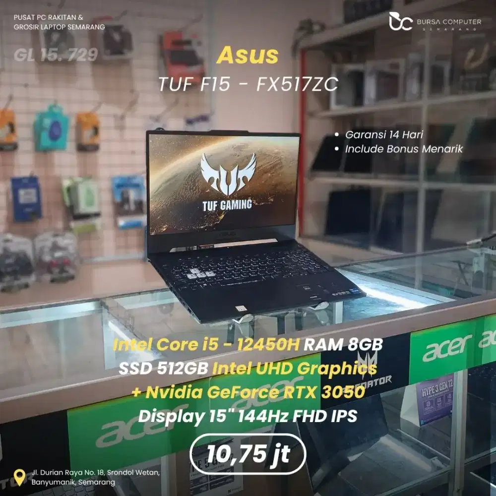 ASUS TUF F15-FX517ZC | Core i5 12450H 8GB 512GB RTX3050
