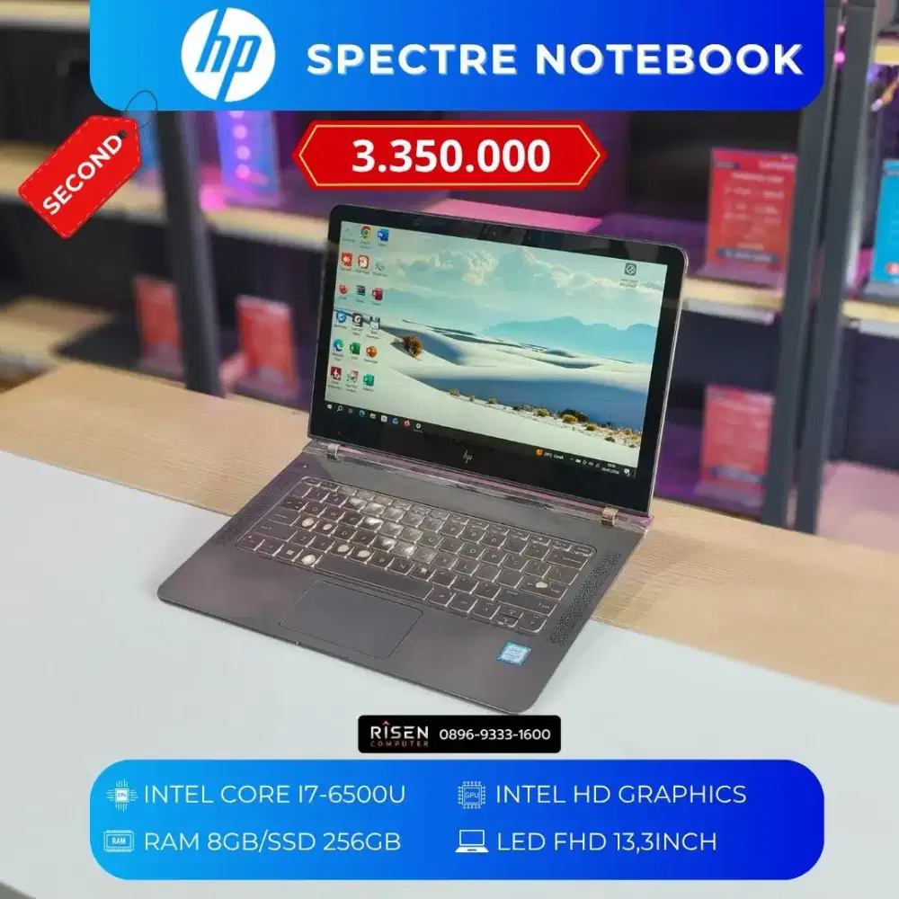 HP SPECTRE NOTEBOOK Intel Core I7-6500U RAM 8GB SSD 256GB FHD 13,3inch