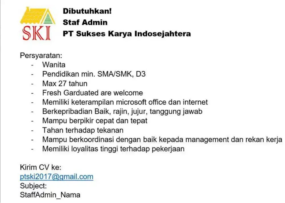 Lowongan Kerja Admin