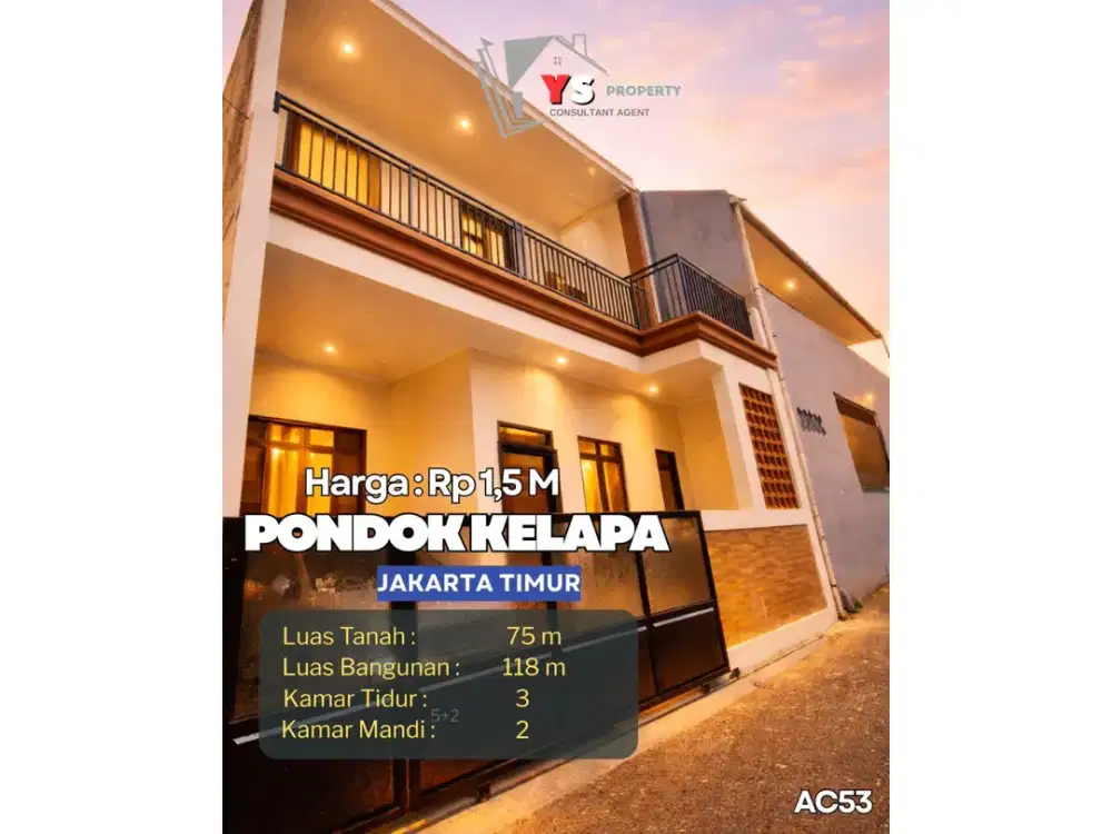 Siap Huni! Rumah Modern Pondok Kelapa, 2 Lantai, Dekat Tol Becakayu AC53