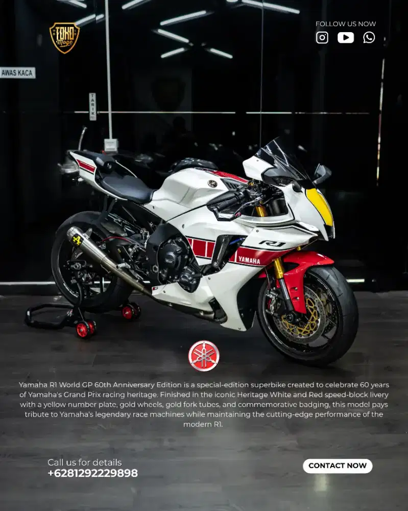 YAMAHA R1 WORLD GP 60TH ANNIVERSARY EDITION FULLSPEC *ONLY 2 DI INDO*